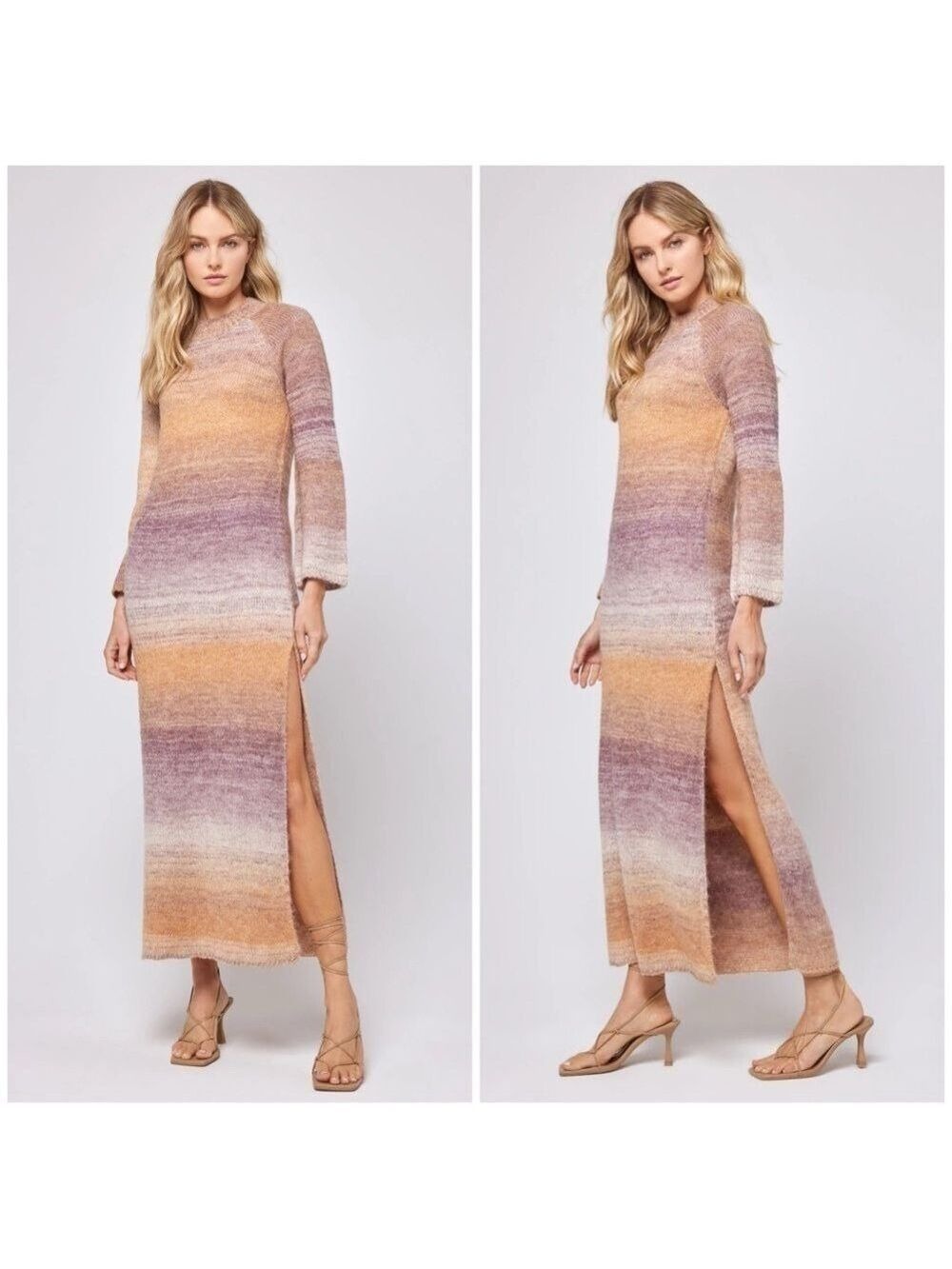 L Space Monroe Ribbed Mock Neck Bell Sleeve Maxi Dress in Temescal Canyon